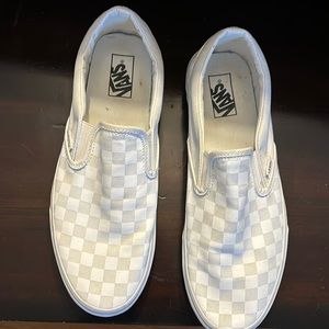 White and grey checked Vans size 11.5 men’s sneakers